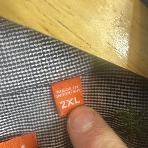 Tom Richard Palm Tree Embroidered Short Sleeve Button Shirt Men’s 2XL Gray - Picture 4 of 6